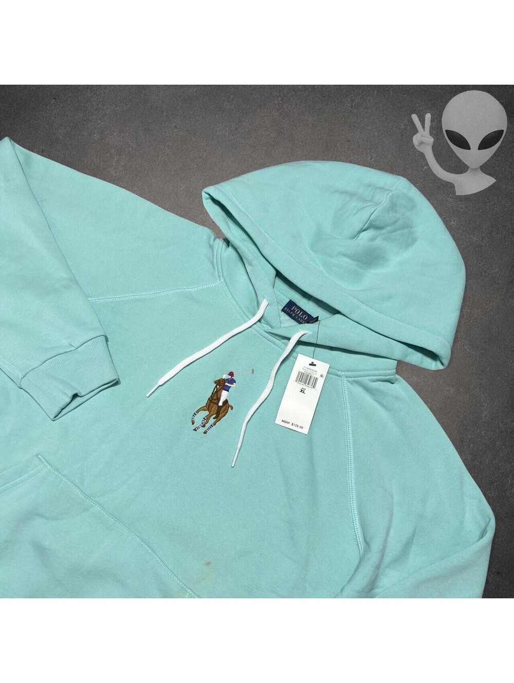 Polo Ralph Lauren Big Pony Hoodie Women's XL Sky Blue with Tags - Picture 5 of 8